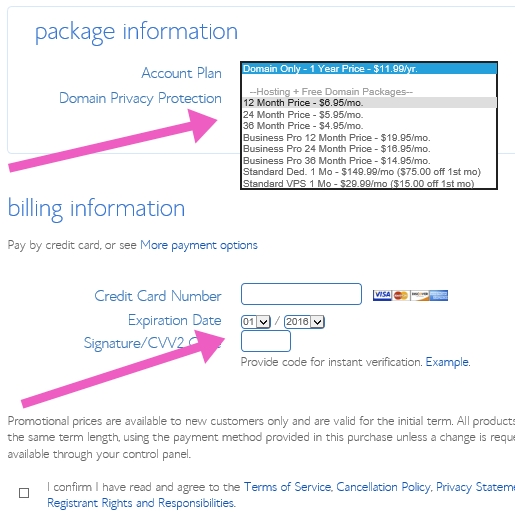 Start a blog - pick your hosting package