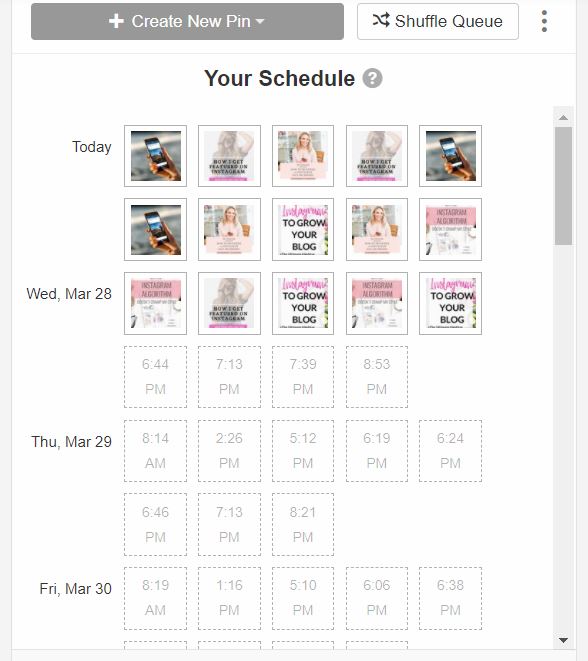 pin schedule