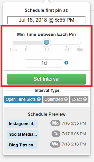 How to schedule Pinterest using Tailwind Intervals