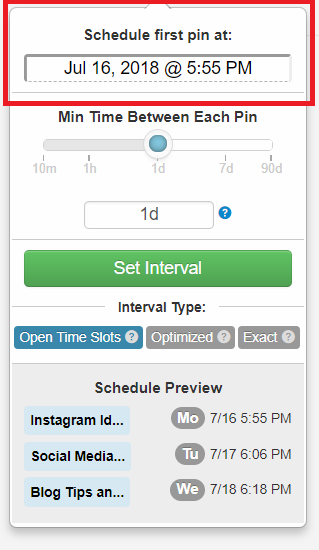 How to schedule Pinterest using Tailwind Intervals
