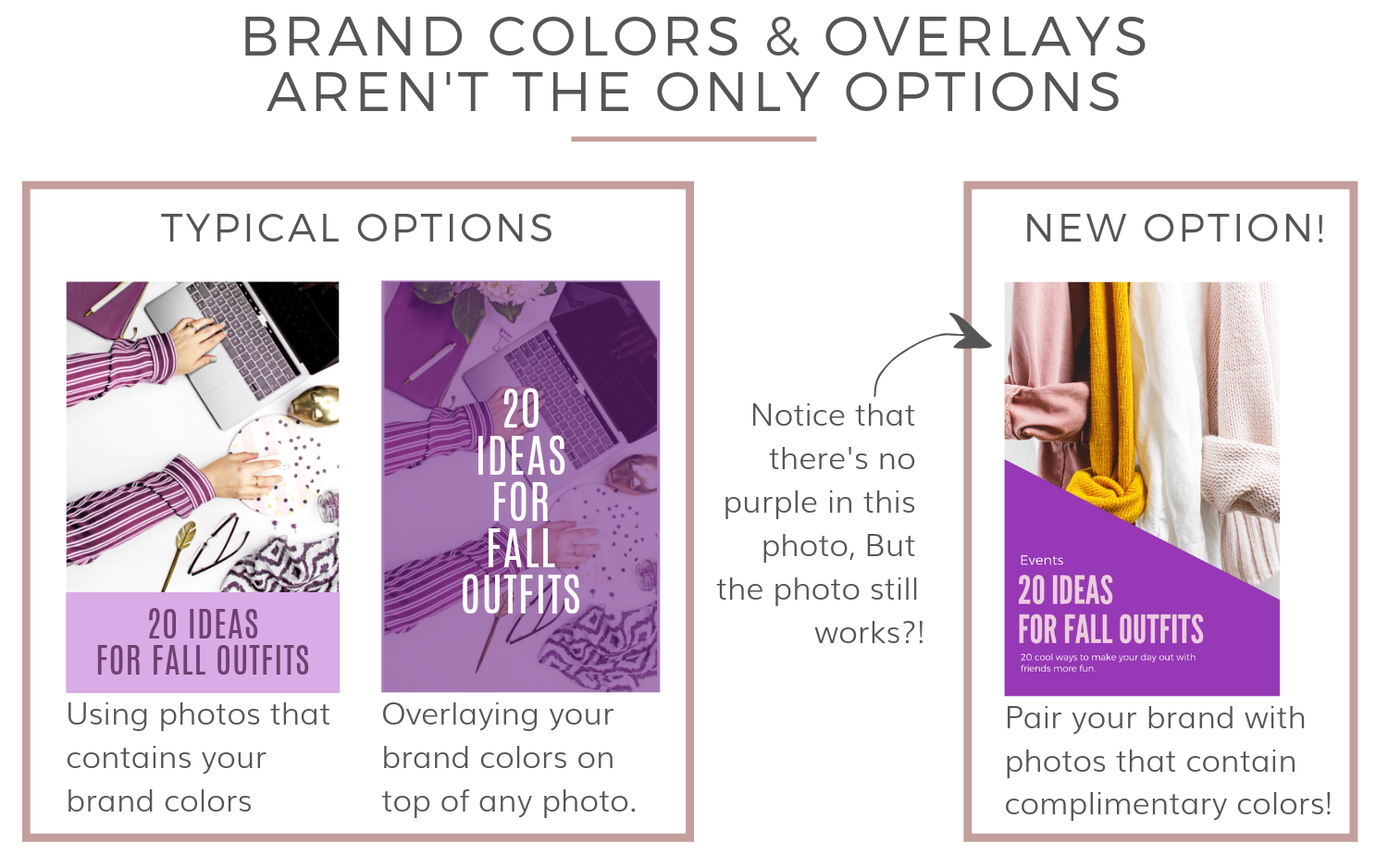 Smartest ways to use stock photos for your brand || Grab the tools and resources for pairing photos with your brand and different types of color palettes. These tips are unexpected and will totally open up your branding world!