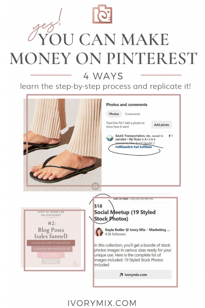 Here's how I make money on pinterest 4 different ways - you can too (even without a blog)