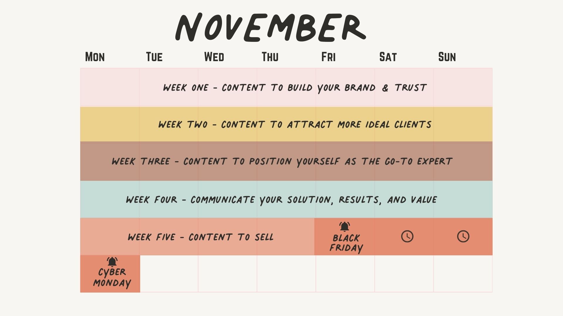 How to create a content calendar for November Ivory Mix