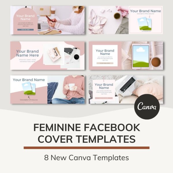Feminine Facebook Cover Templates (8 Canva templates)
