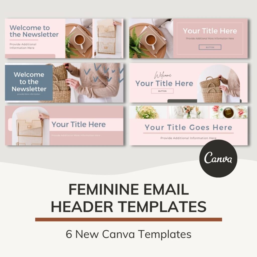 feminine email header canva templates