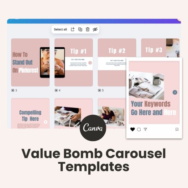 Value Bomb Carousel For Instagram (15 Canva templates)