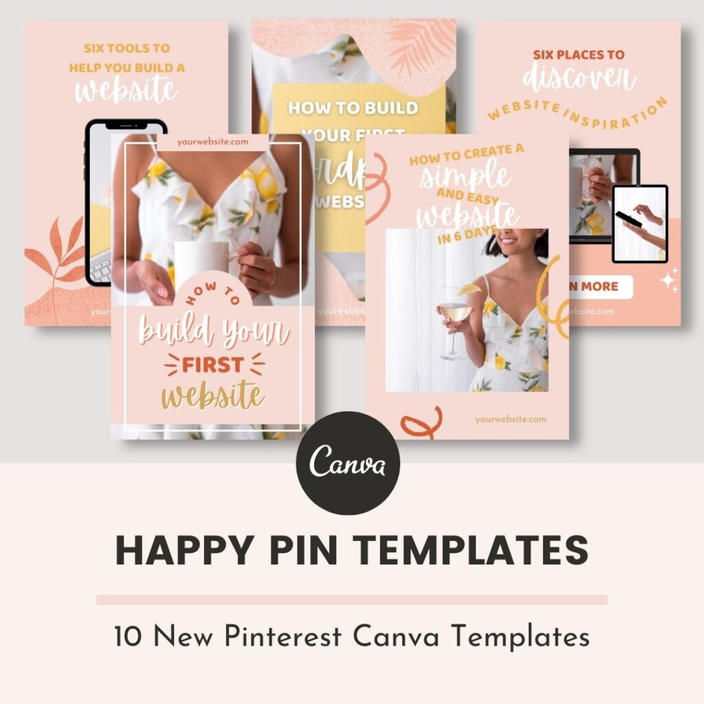 happy yellow pink pinterest pin canva templates