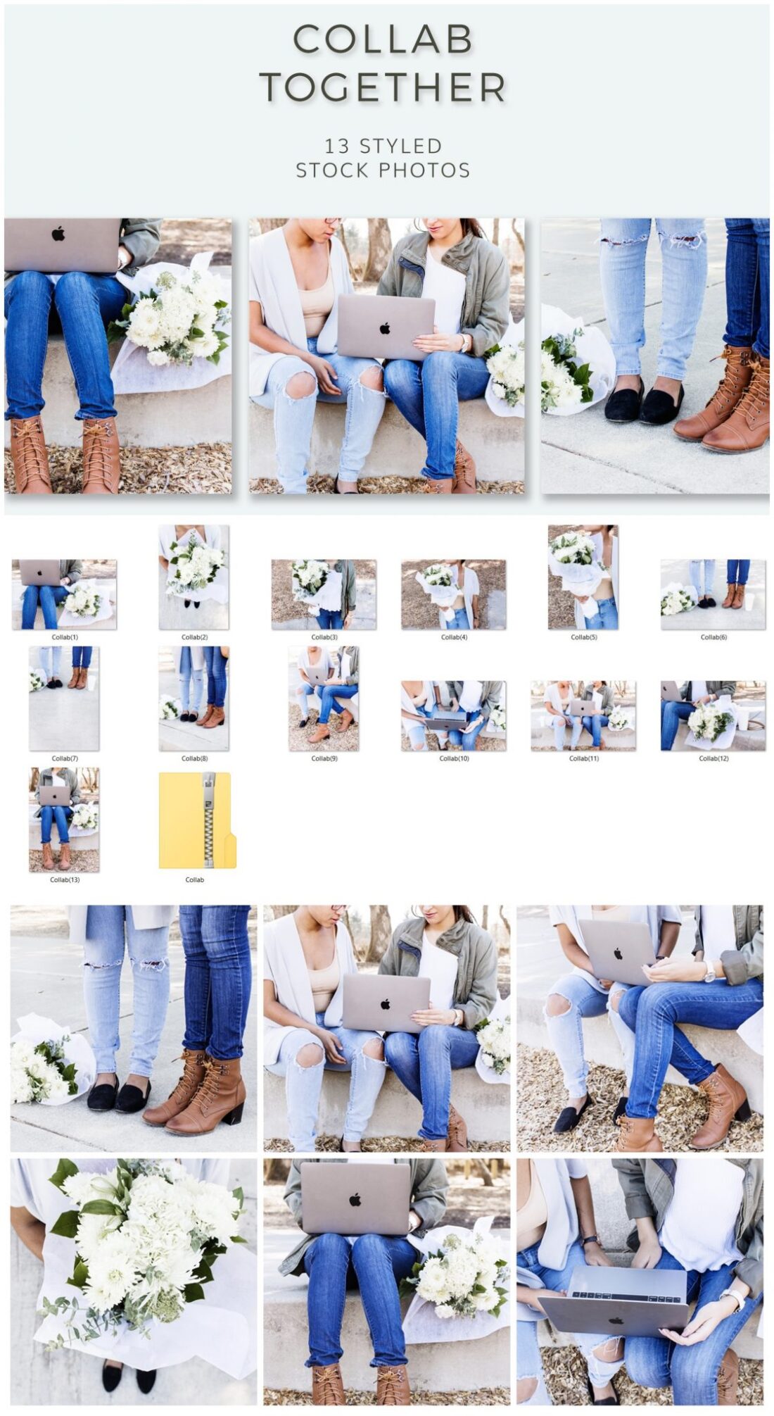Styled stock photos _ Collaborate together for influencers and social media. Denim, Floral, macbook, friends and more