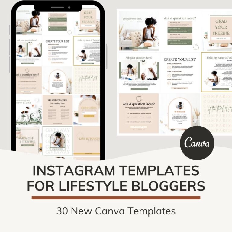 Instagram templates for Lifestyle Bloggers (30 Days of Canva templates ...