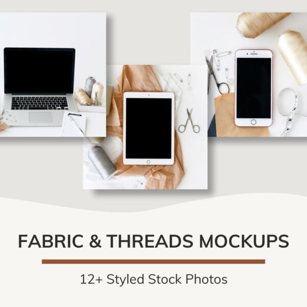 threads and fabric mockup stock photos