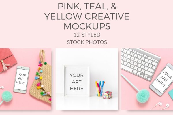 pink, teal, yellow, mockups Styled Stock Photos by Ivory MIx(1)