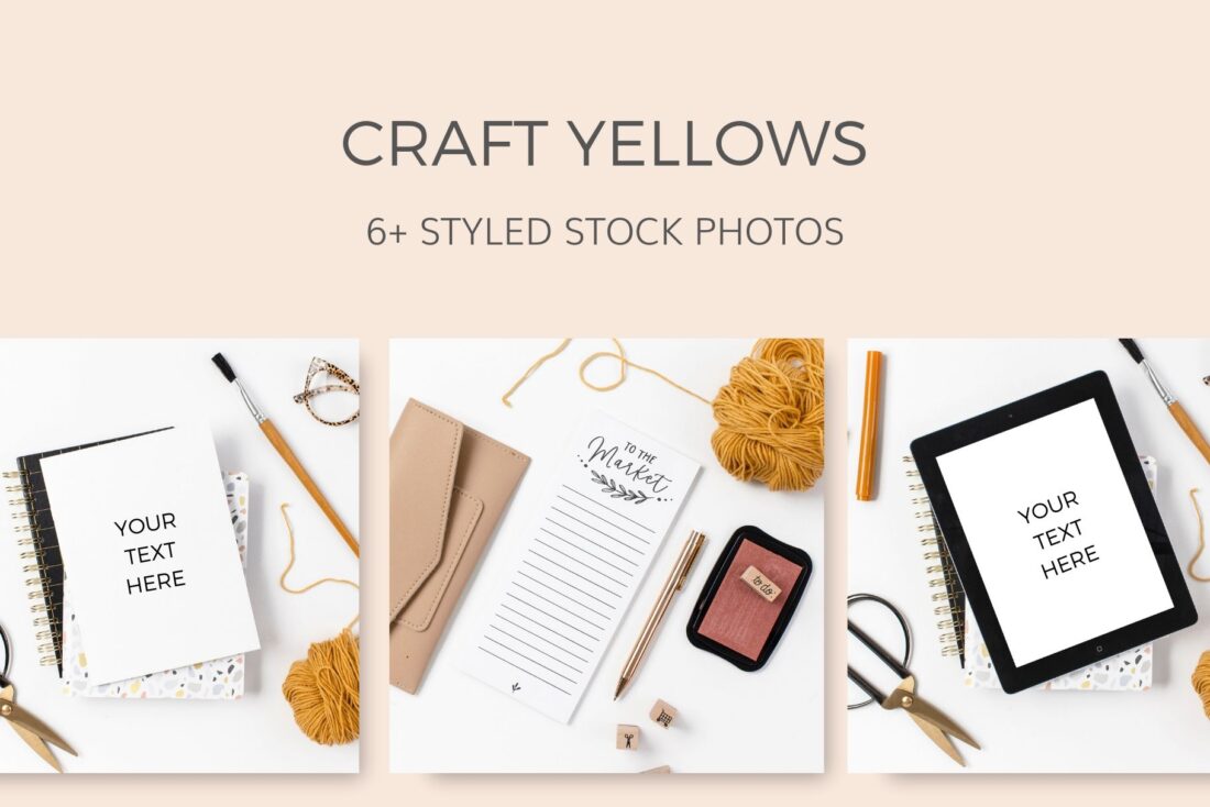 Yellow Crafting Styled Stock Photos