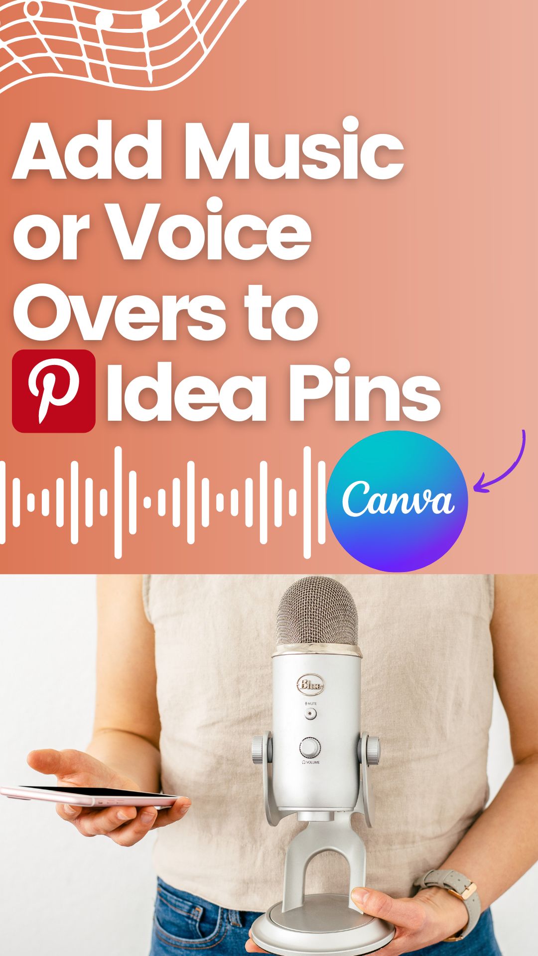 How To Add MUSIC Or VOICE OVER To Pinterest Idea Pins Using CANVA 