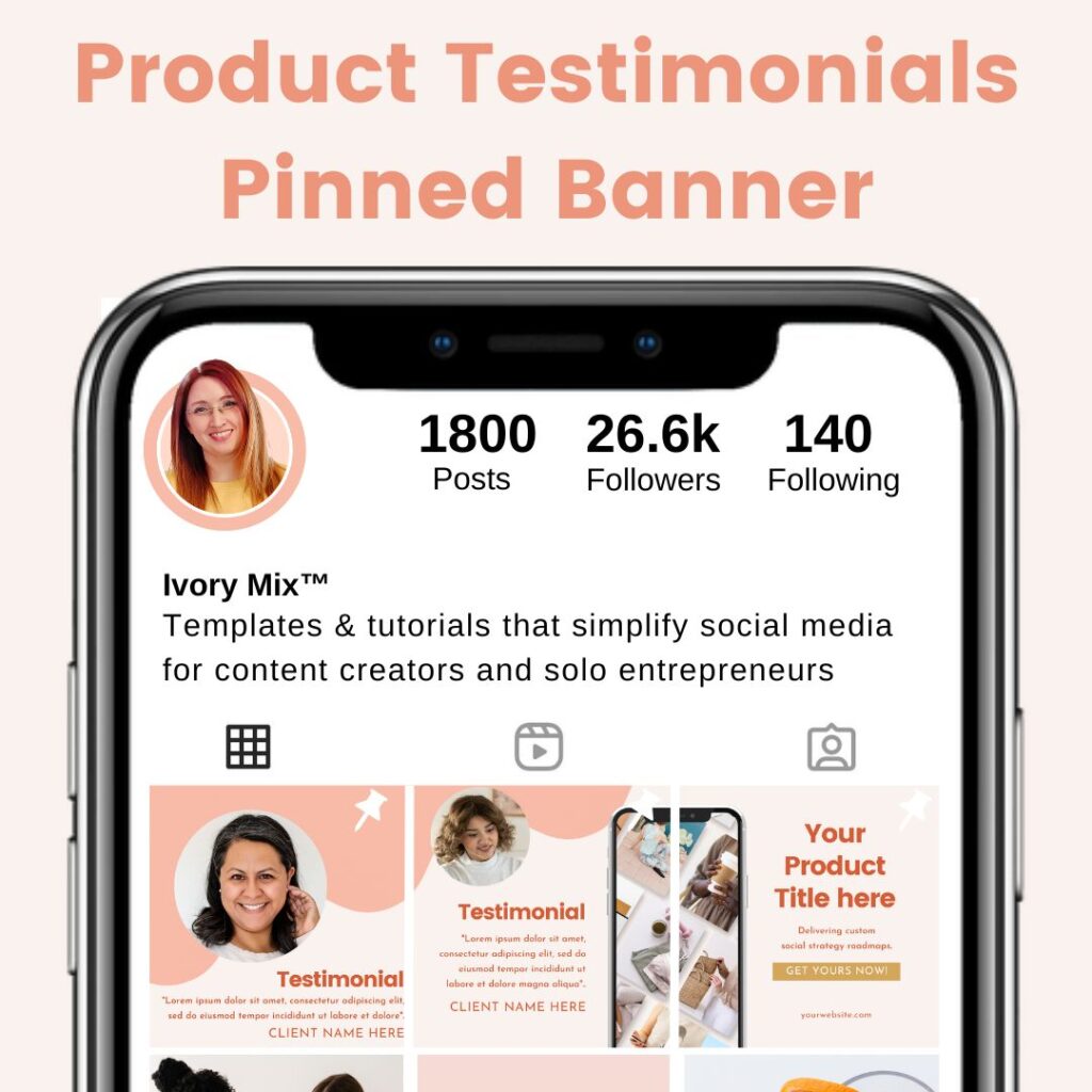 Product Testimonials seamless pinned instagram banner