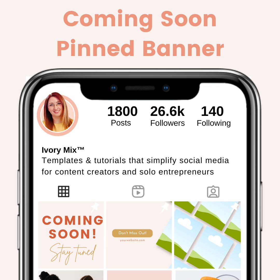 Coming Soon Announcement seamless pinned instagram banner