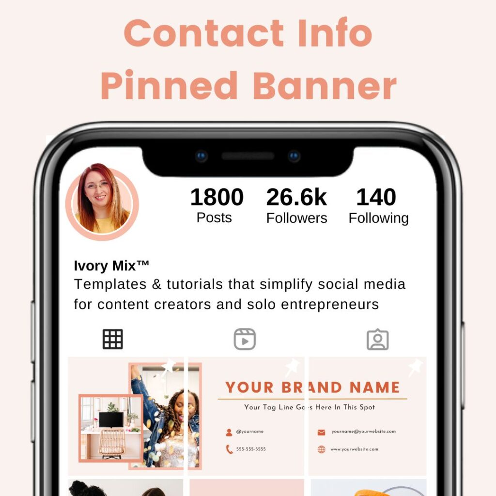 contact info seamless pinned instagram banner