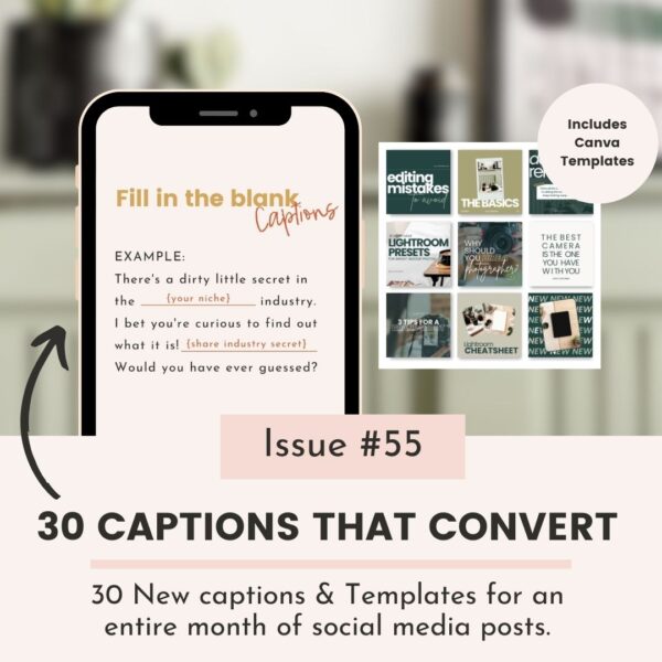 30+ Sage Instagram Captions that Convert + Canva Templates to compliment each caption (Issue #55) Photographer Theme