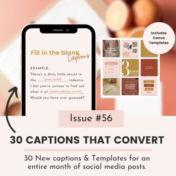 30+ Copper Instagram Captions that Convert + Canva Templates to compliment each caption (Issue #56) Financial Wellness Coach Theme