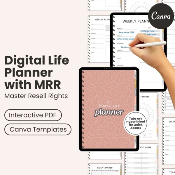 Digital Life Planner - Interactive PDF / Canva Template - Master Resell Rights (MRR)