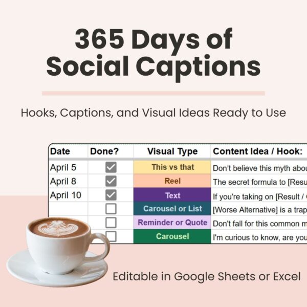 365 Days of Social Media Captions (OK to Resell)