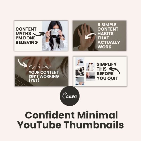 Confident Minimal - YouTube Thumbnails (Canva templates)