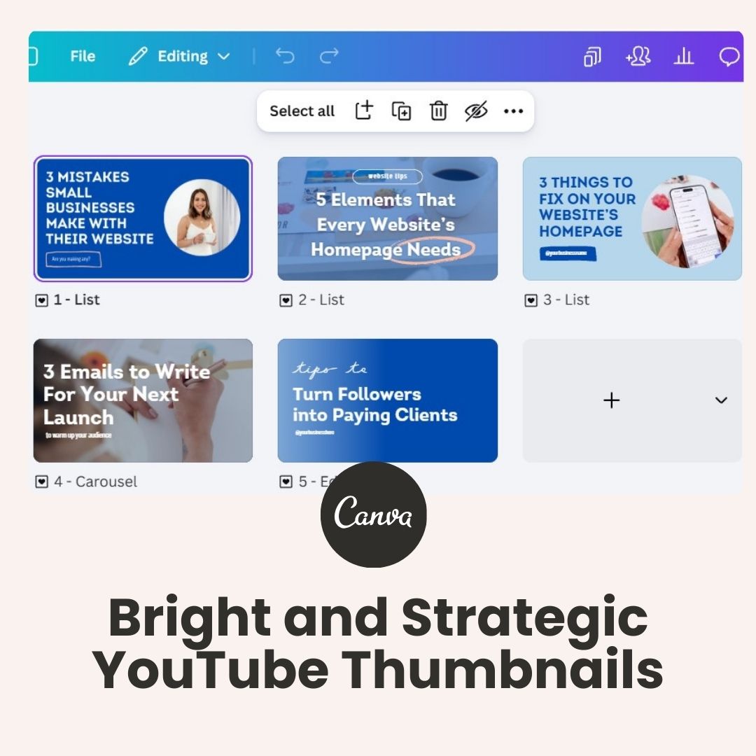 Bright and Strategic - YouTube Thumbnails (Canva templates)
